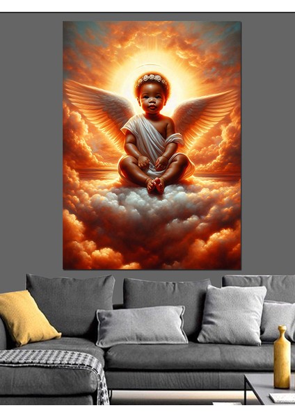 Bulutların Üstünde Çocuk Melek Dekoratif Kanvas - Mdf Ahşap Tablo fiyatları