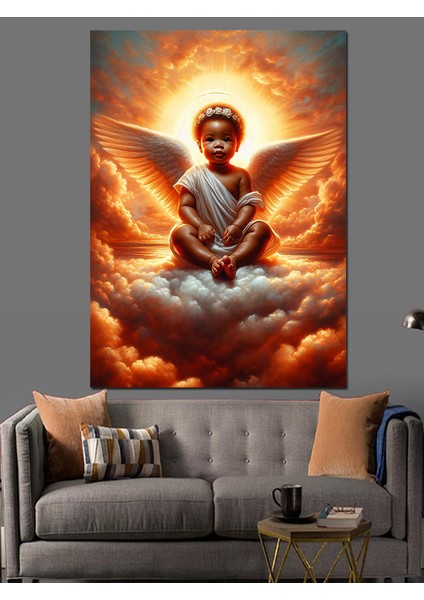 Bulutların Üstünde Çocuk Melek Dekoratif Kanvas - Mdf Ahşap Tablo modelleri