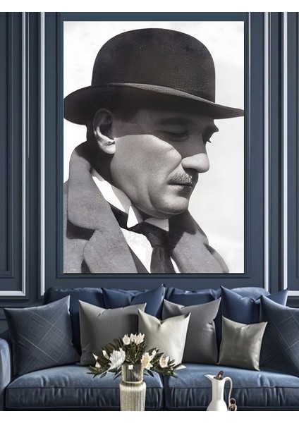 Fötr Şapkalı Mustafa Kemal Atatürk Dekoratif Kanvas - Mdf Ahşap Tablo fiyatları