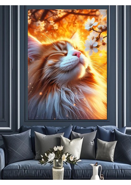 Çiçek ve Kedi Dekoratif Kanvas - Mdf Ahşap Tablo modelleri
