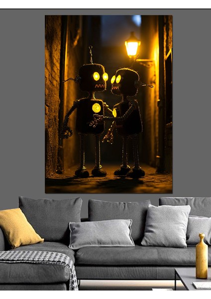 Arkadaş Robotlar Dekoratif Kanvas - Mdf Ahşap Tablo modelleri