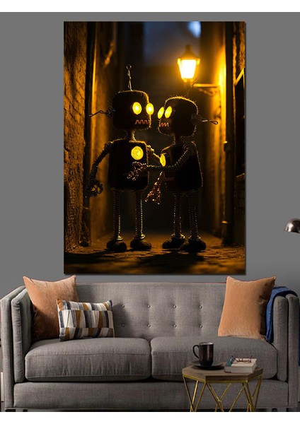 Arkadaş Robotlar Dekoratif Kanvas - Mdf Ahşap Tablo fırsatları