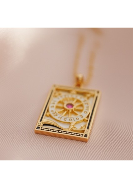 Gold Çelik Tarot Simgeli Kadın Kolyesi