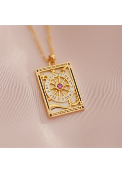Gold Çelik Tarot Simgeli Kadın Kolyesi fiyatları