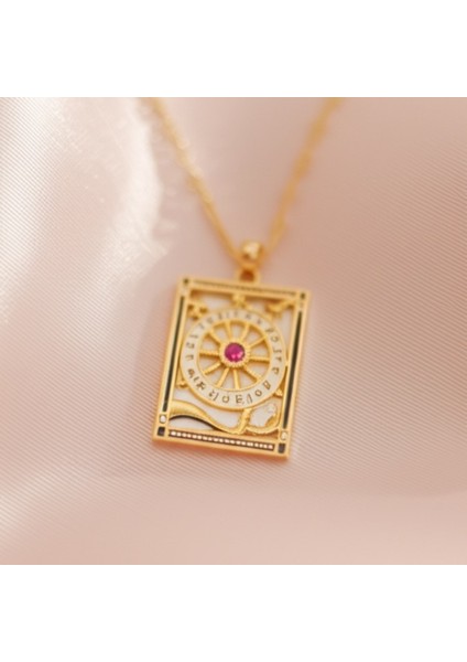 Gold Çelik Tarot Simgeli Kadın Kolyesi modelleri
