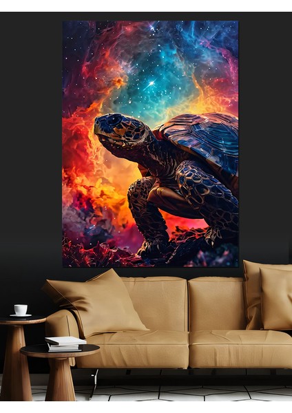 Işıltılı Gökyüzü ve Kaplumbağa Dekoratif Kanvas - Mdf Ahşap Tablo fiyatları
