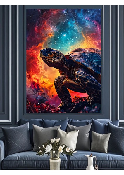 Işıltılı Gökyüzü ve Kaplumbağa Dekoratif Kanvas - Mdf Ahşap Tablo modelleri
