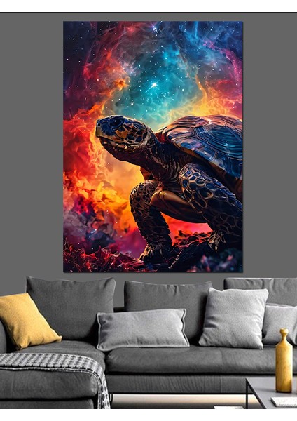 Işıltılı Gökyüzü ve Kaplumbağa Dekoratif Kanvas - Mdf Ahşap Tablo fırsatları