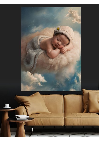 Bulutların Üstünde Uyuyan Bebek Dekoratif Kanvas - Mdf Ahşap Tablo modelleri