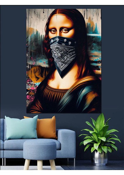 Mona Lisa Fan Art Dekoratif Kanvas - Mdf Ahşap Tablo