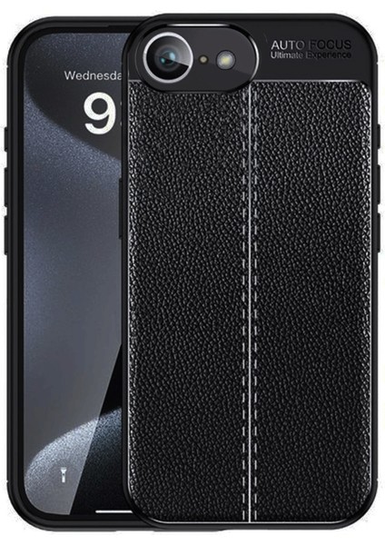iPhone 16E Kılıf Focus Deri Desen Silikon Arka Kapak