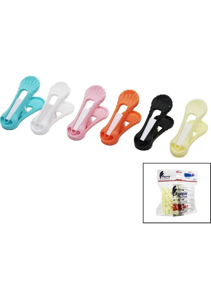 12 Parça Yaysız Plastik Renkli Mandal