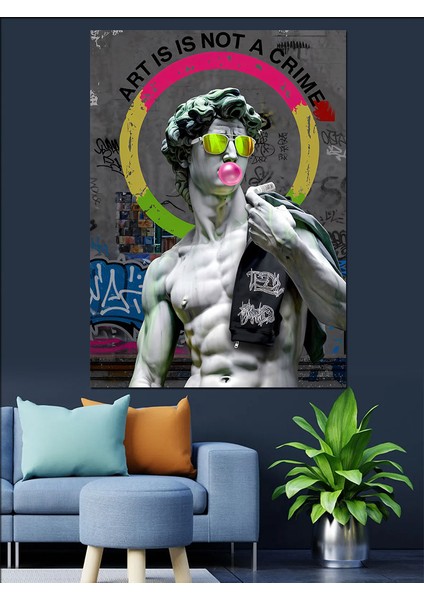 Davut Heykeli Pop Art Dekoratif Kanvas - Mdf Ahşap Tablo