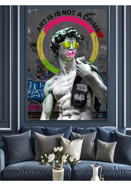 Davut Heykeli Pop Art Dekoratif Kanvas - Mdf Ahşap Tablo