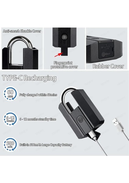 Parmak Izle Açılan Hava Şartlarına Uyumlu Çinko Alışım Akıllı Asma Kilit fırsatları