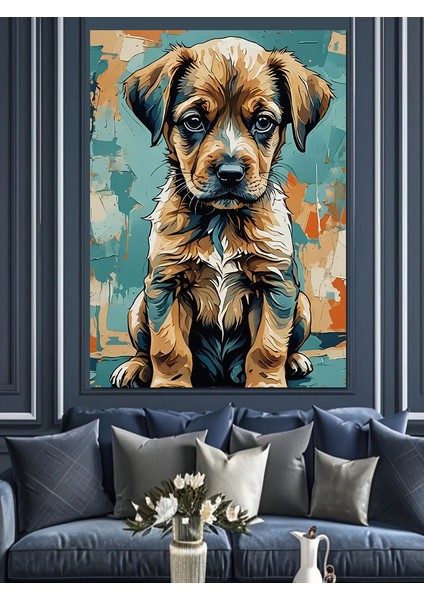 Sevimli Yavru Köpek Dekoratif Kanvas - Mdf Ahşap Tablo