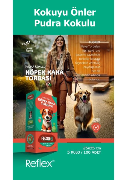 Pudra Kokulu Köpek Kaka Torbası (5 Rulo 100 Adet)