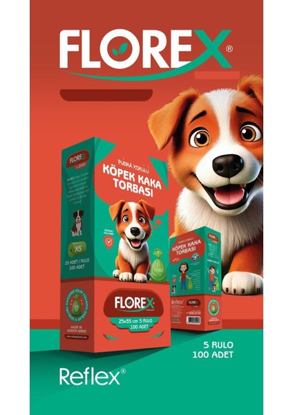 Pudra Kokulu Köpek Kaka Torbası (5 Rulo 100 Adet)