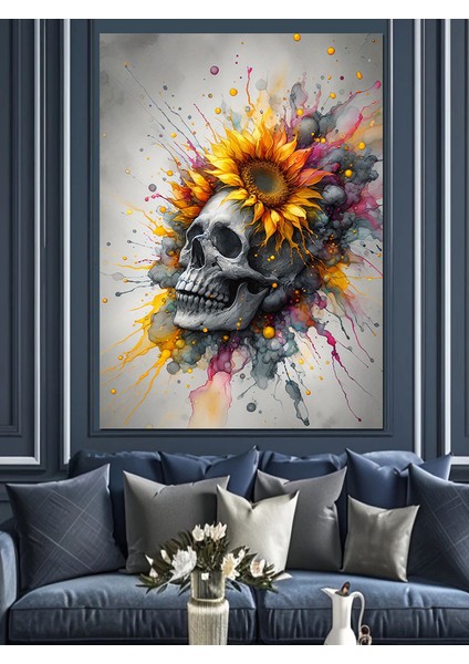 Kuru Kafa ve Çiçekler Dekoratif Kanvas - Mdf Ahşap Tablo