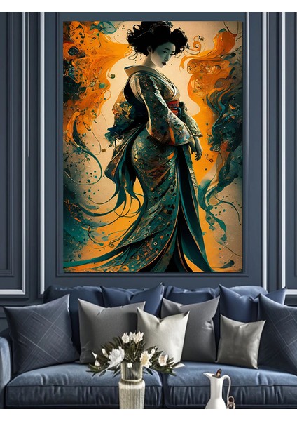 Japon Kadın Dekoratif Kanvas - Mdf Ahşap Tablo
