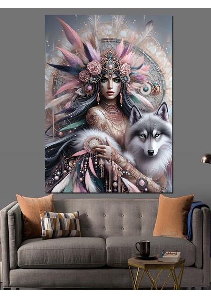 Kurtlar Kraliçesi Dekoratif Kanvas - Mdf Ahşap Tablo