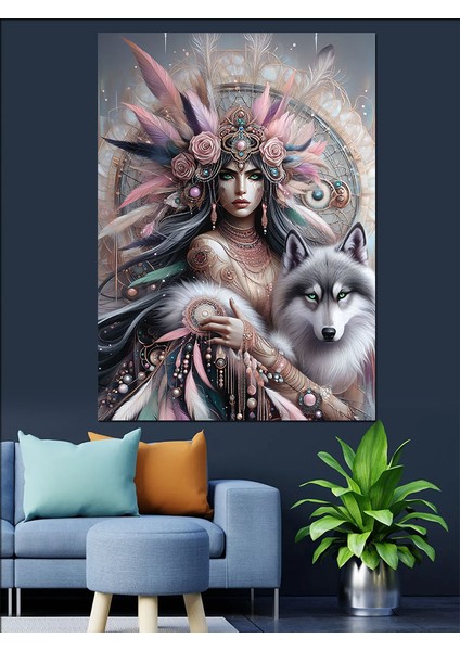 Kurtlar Kraliçesi Dekoratif Kanvas - Mdf Ahşap Tablo fiyatları