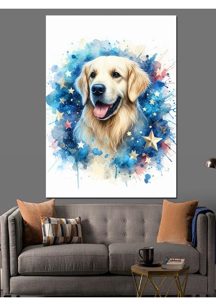 Yıldızlar ve Köpek Dekoratif Kanvas - Mdf Ahşap Tablo fiyatları