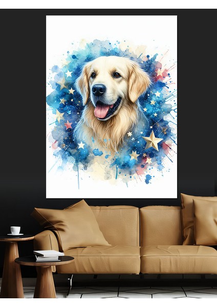 Yıldızlar ve Köpek Dekoratif Kanvas - Mdf Ahşap Tablo fırsatları