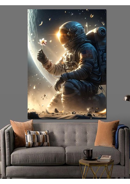 Amerikalı Astronot Dekoratif Kanvas - Mdf Ahşap Tablo fırsatları