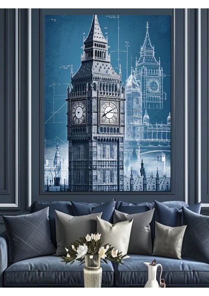Big Ben Saat Kulesi Dekoratif Kanvas - Mdf Ahşap Tablo