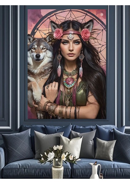 Kurtlar Kraliçesi Dekoratif Kanvas - Mdf Ahşap Tablo