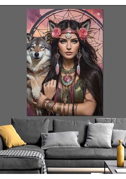 Kurtlar Kraliçesi Dekoratif Kanvas - Mdf Ahşap Tablo fiyatları