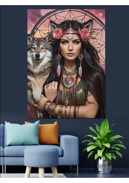 Kurtlar Kraliçesi Dekoratif Kanvas - Mdf Ahşap Tablo fırsatları