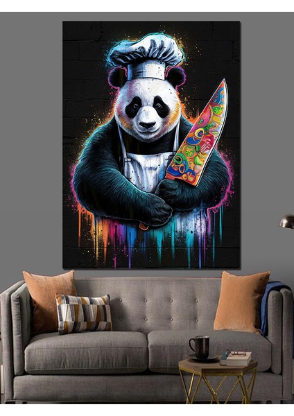 Aşçı Panda Dekoratif Kanvas - Mdf Ahşap Tablo