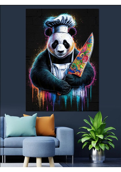 Aşçı Panda Dekoratif Kanvas - Mdf Ahşap Tablo