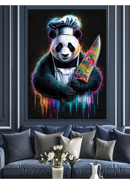 Aşçı Panda Dekoratif Kanvas - Mdf Ahşap Tablo