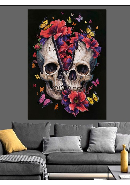 Kuru Kafa ve Çiçekler Dekoratif Kanvas - Mdf Ahşap Tablo