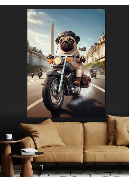 Motorcu Köpek Dekoratif Kanvas - Mdf Ahşap Tablo modelleri