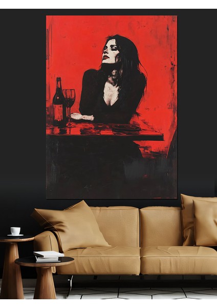 Şarap Içen Kadın Dekoratif Kanvas - Mdf Ahşap Tablo modelleri