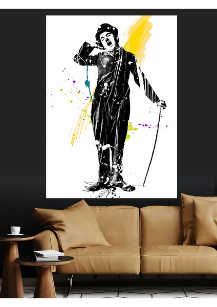 Charlie Chaplin Dekoratif Kanvas - Mdf Ahşap Tablo fiyatları