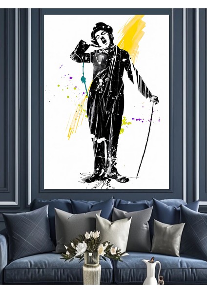 Charlie Chaplin Dekoratif Kanvas - Mdf Ahşap Tablo modelleri