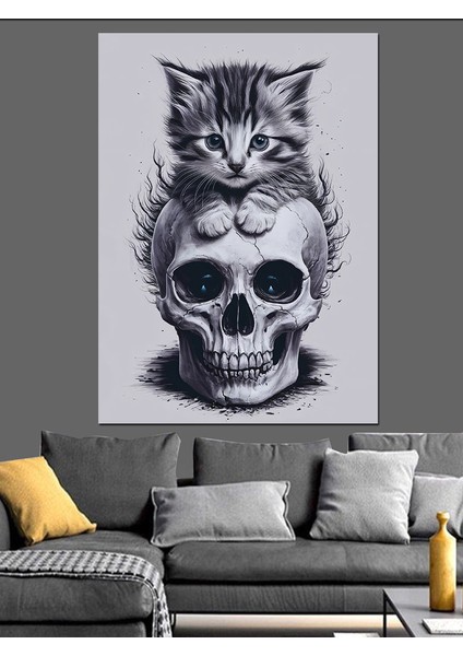 Kuru Kafa ve Yavru Kedi Dekoratif Kanvas - Mdf Ahşap Tablo fırsatları