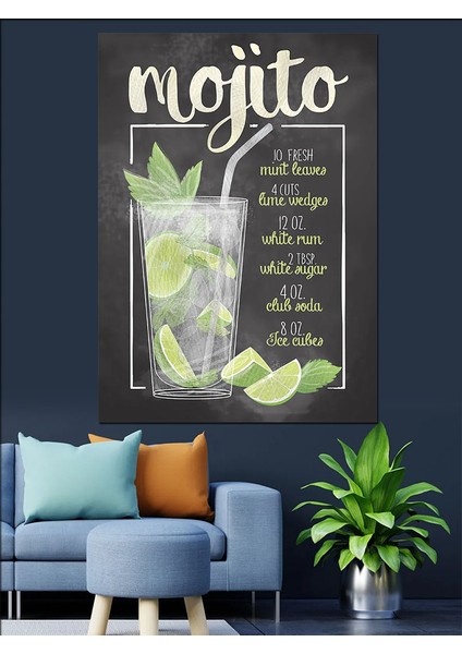 Mojito Kokteyl Dekoratif Kanvas - Mdf Ahşap Tablo