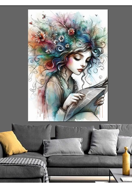 Mektup Okuyan Kız Dekoratif Kanvas - Mdf Ahşap Tablo fiyatları