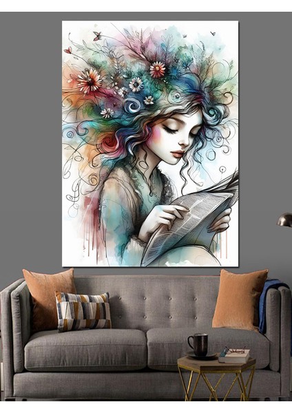 Mektup Okuyan Kız Dekoratif Kanvas - Mdf Ahşap Tablo modelleri