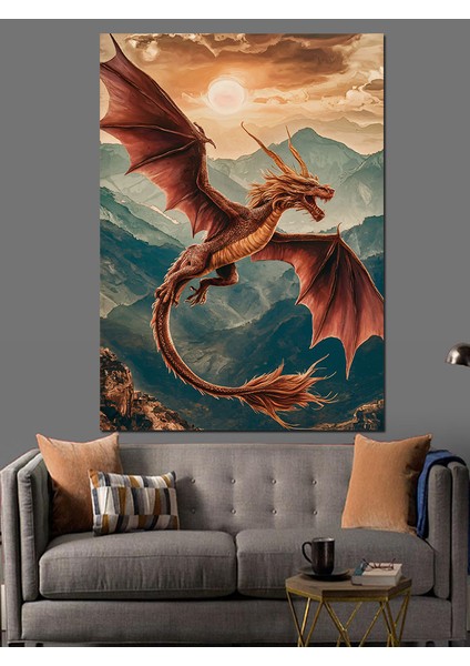 Uçan Ejderha Dekoratif Kanvas - Mdf Ahşap Tablo fiyatları