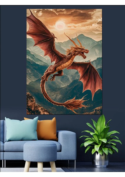 Uçan Ejderha Dekoratif Kanvas - Mdf Ahşap Tablo modelleri