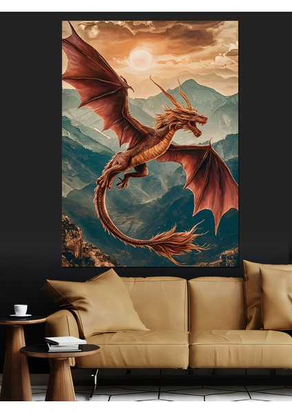 Uçan Ejderha Dekoratif Kanvas - Mdf Ahşap Tablo fırsatları