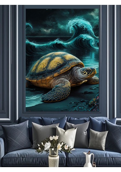 Deniz Kaplumbağası Dekoratif Kanvas - Mdf Ahşap Tablo