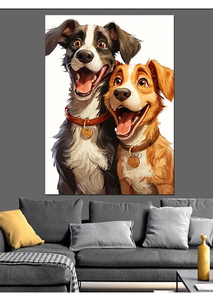 Dost Köpekler Dekoratif Kanvas - Mdf Ahşap Tablo fiyatları